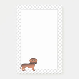 Roter Sable Kurzhaar Dachshund Cartoon Hund & Pfot Post-it Klebezettel