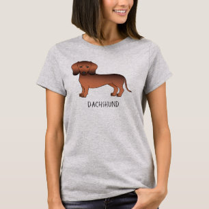 Roter Sable Kurzhaar Dachshund Cartoon-Hund & Text T-Shirt