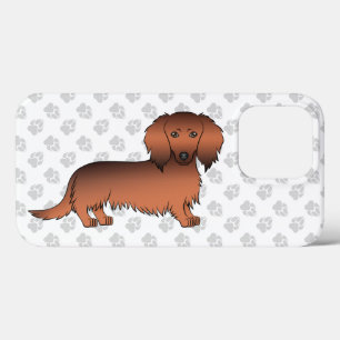 Roter Sable Langhaar Dachshund Cartoon-Hund & Pfot Case-Mate iPhone Hülle