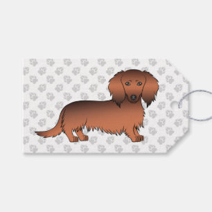 Roter Sable Langhaar Dachshund Cartoon Hund & Pfot Geschenkanhänger