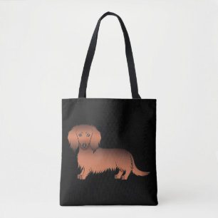 Roter Sable Langhaar Dachshund Cartoon-Hund - Schw Tasche