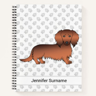 Roter Sable Langhaar Dachshund Cartoon-Hund & Text Notizblock