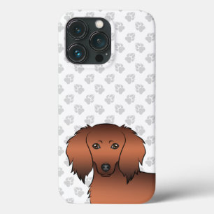 Roter Sable Langhaar-Dachshund-Cartoon-Hundskopf Case-Mate iPhone Hülle