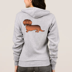 Roter Sable Langhaar Dachshund Süßer Cartoon-Hund Hoodie