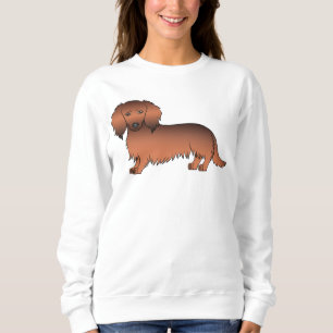 Roter Sable Langhaar Dachshund Süßer Cartoon-Hund Sweatshirt
