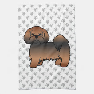 Roter Sable Lhasa Apso Süßer Cartoon-Hund Geschirrtuch
