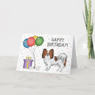 Roter Sable-Papillon-Cartoon-Hund Alles Gute zum G Karte