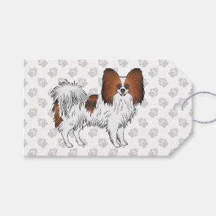 Roter Sable-Papillon-Cartoon-Hund mit Pfotenmuster Geschenkanhänger