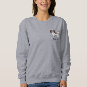 Roter Sable-Papillon-Cartoon-Hund und der Name Ihr Sweatshirt
