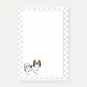 Roter Sable-Papillon-Happy-Cartoon-Hund mit Pfoten Post-it Klebezettel