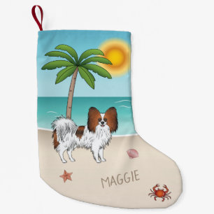 Roter Sable-Papillon-Hund an einem tropischen Somm Kleiner Weihnachtsstrumpf