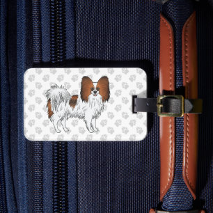 Roter Sable-Papillon-Hund mit individuellem Text Gepäckanhänger