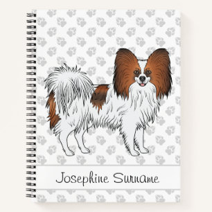 Roter Sable-Papillon-Hund mit individuellem Text Notizblock