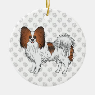 Roter Sable-Papillon Süßer und glücklicher Hund mi Keramik Ornament