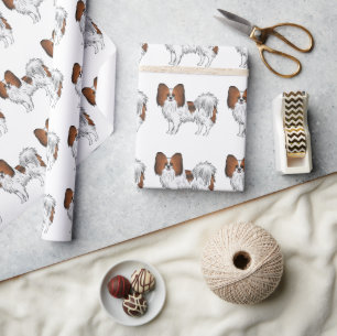 Roter Sable-Papillon Süßer und glücklicher Hund Mu Geschenkpapier