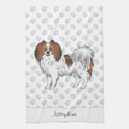 Roter Sable Phalène Cartoon Hund mit Individuelle  Geschirrtuch