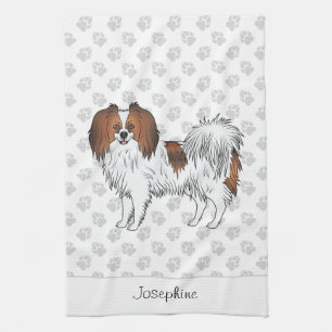 Roter Sable Phalène Cartoon Hund mit Individuelle Geschirrtuch