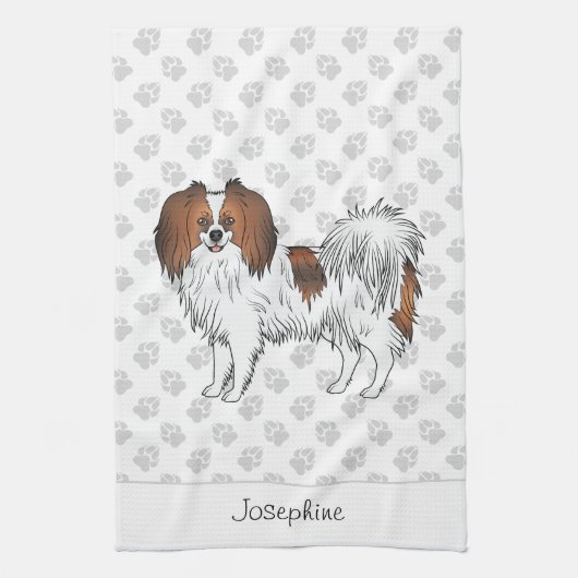 Roter Sable Phalène Cartoon Hund mit Individuelle Geschirrtuch (Vertikal)