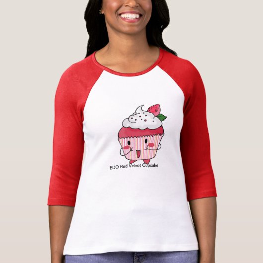 Roter Samt-kleiner Kuchen EDO T-Shirt (Vorderseite)