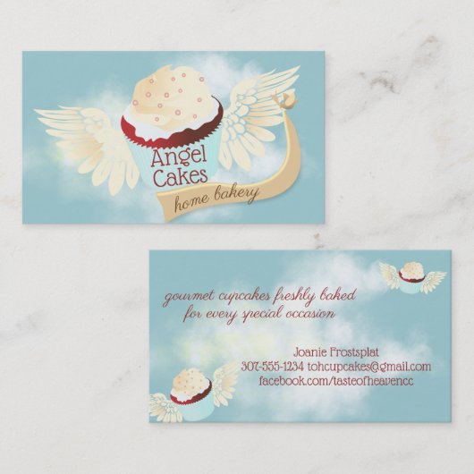 Roter Samt Kuchen Engelbäckerei Visitenkarte (Vorne/Hinten)