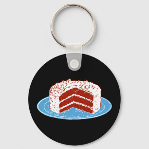 Roter Samt-Kuchen Schlüsselanhänger