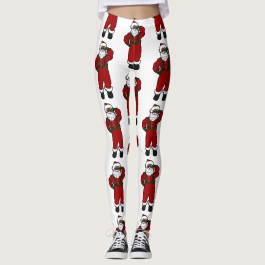 roter Samt schwarzer Weihnachtsmann Leggings (Vorderseite)