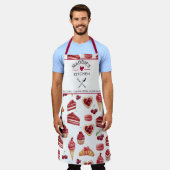 Roter Samt- und Kirsch-Dessert-Wasserfarbemuster Schürze (Getragen)