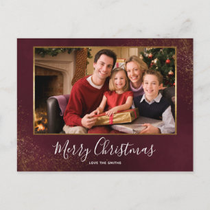 Roter Samt-Weihnachts-Foto-Dankeschön-Postkarte Feiertagspostkarte