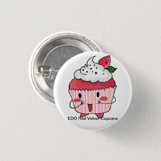 Roter Samtkleiner kuchen EDO Button (Vorne & Hinten)