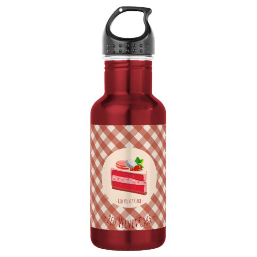 Roter Samtkuchen mit Erdbeer-Frischkäse Edelstahlflasche (Vorderseite)