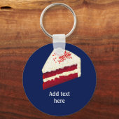 Roter Samtkuchen mit Ihrem Namen, jede Farbe Schlüsselanhänger (Vorderseite)