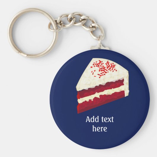 Roter Samtkuchen mit Ihrem Namen, jede Farbe Schlüsselanhänger (Vorne)