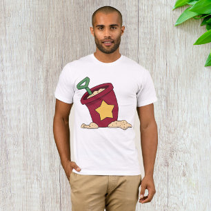 Roter Sandbehälter mit Stern und Schaufel T-Shirt