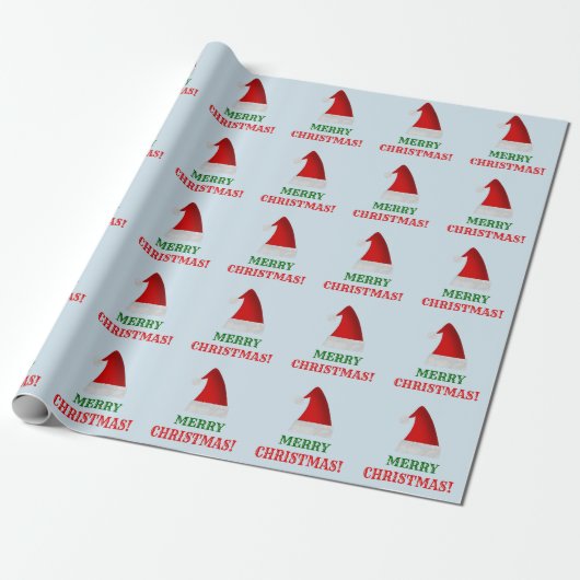 Roter Sankt-Weihnachtshut + "FROHE WEIHNACHTEN! " Geschenkpapier (Ungerollt)