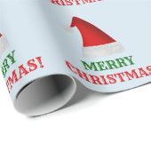 Roter Sankt-Weihnachtshut + "FROHE WEIHNACHTEN! " Geschenkpapier (Rolleneckpunkt)