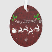 Roter Santa-Schlitten und Rentier-Ornament Ornament (Vorderseite)