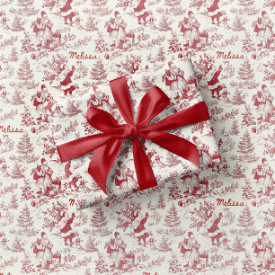 Roter Santa-Toile-Wrap-Papier Vintage Geschenkpapier