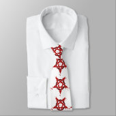 Roter satanischer gepunkteter Pentagram Krawatte (Gebunden)