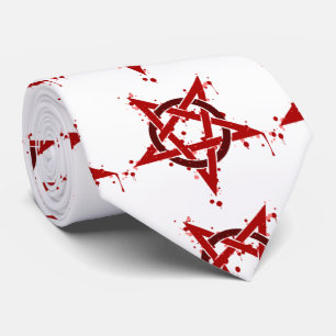 Roter satanischer gepunkteter Pentagram Krawatte