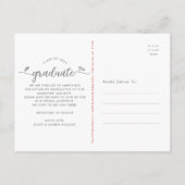 Roter Save the Date Abschluss Foto Skriptherzen Einladungspostkarte (Rückseite)