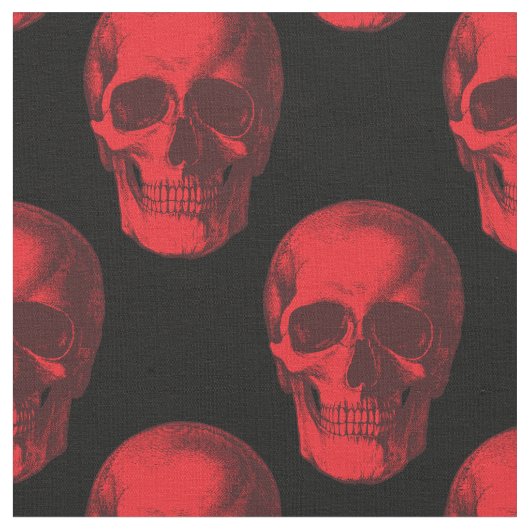 Roter Schädel Gothic Halloween Stoff (Nahaufnahme)