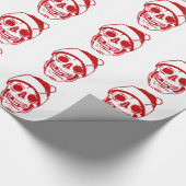 Roter Schädel in der Weihnachtsmannmütze glatt Geschenkpapier (Ecke)
