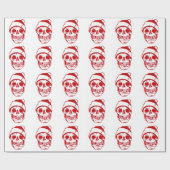 Roter Schädel in der Weihnachtsmannmütze glatt Geschenkpapier (Flach)