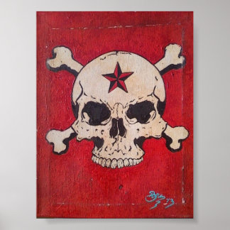 Roter Schädel-Lackplakat Poster