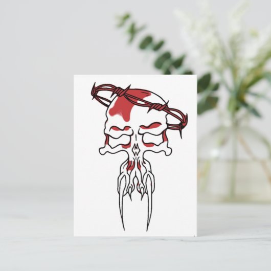 Roter Schädel Postkarte (Stehend Vorderseite)