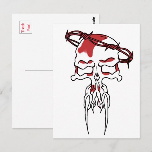 Roter Schädel Postkarte (Vorne/Hinten)