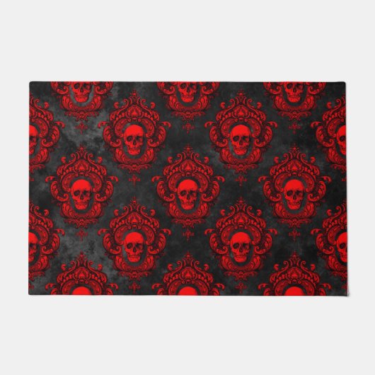 Roter Schädel und gotisches Schwarzes Fußmatte (Vorderseite)