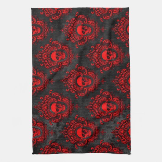 Roter Schädel und gotisches Schwarzes Geschirrtuch (Vertikal)