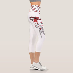 Roter Schädel und Knochen Capri Leggings