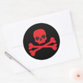 Roter Schädel und Knochen Runder Aufkleber (Umschlag)